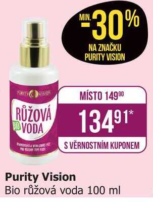 PURITY VISION RŮŽOVÁ VODA 100 ml 