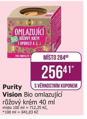 Purity Vision Bio omlazující růžový krém 40 ml 
