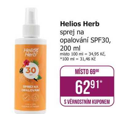 Helios Herb sprej na opalování SPF30, 200 ml