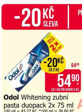 Odol Whitening zubní pasta duopack 2x 75 ml 