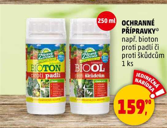 OCHRANNÉ PŘÍPRAVKY např. bioton proti padlí či proti škůdcům, 1 ks  