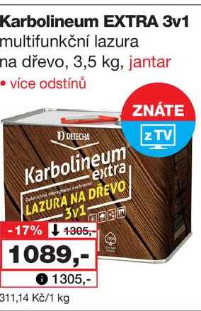 Karbolineum EXTRA 3v1 multifunkční lazura na dřevo, 3,5 kg