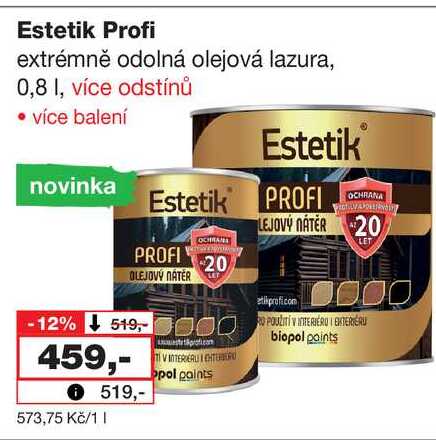 Estetik Profi extrémně odolná olejová lazura, 0,8l