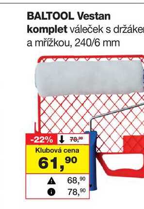 BALTOOL Vestan komplet váleček s držákem a mřížkou, 240/6 mm 
