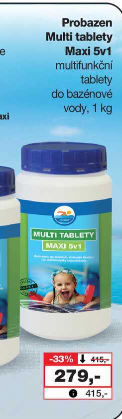 Probazen Multi tablety Maxi 5v1 multifunkční tablety do bazénové vody, 1 kg