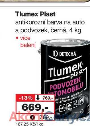 Tlumex Plast antikorozní barva na auto a podvozek, černá, 4 kg