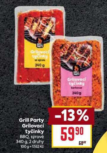 Grill Party Grilovací tyčinky BBQ, sýrové 340 g