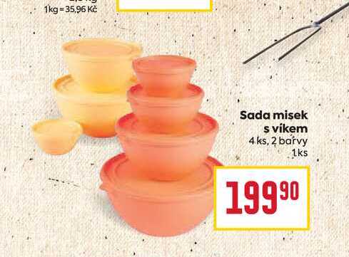 Sada misek s víkem 4 ks, 2 barvy 1ks 