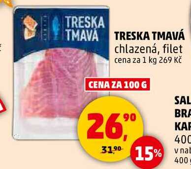 TRESKA TMAVÁ chlazená, filet, 100 g
