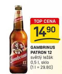 GAMBRINUS PATRON 12 světlý ležák 12 0,5l v akci