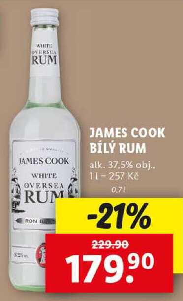JAMES COOK BÍLÝ RUM, 0,7 l