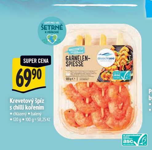 Krevetový špíz s chilli kořením 120 g