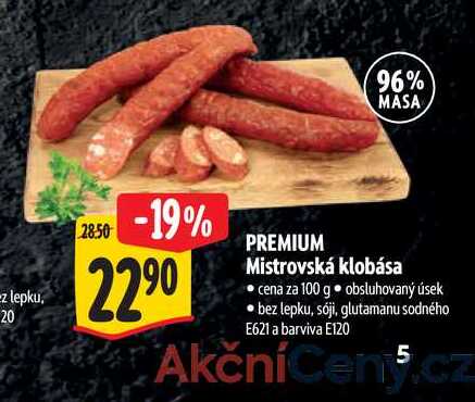   PREMIUM Mistrovská klobása 100 g