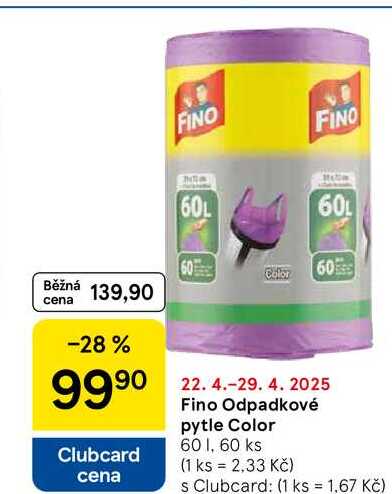 Fino Odpadkové pytle Color 60 l, 60 ks  
