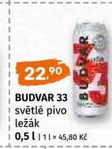 Budvar 33 světlé pivo ležák 0,5l