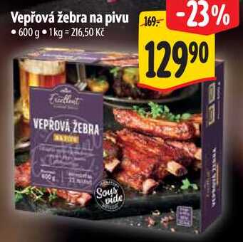 Vepřová žebra na pivu, 600 g