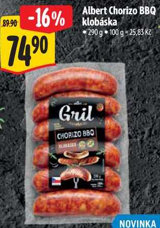 Albert Chorizo BBQ klobáska, 290 g 