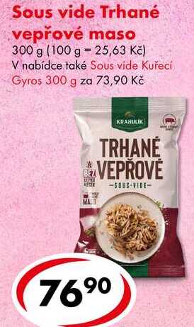 Sous vide Trhané vepřové maso, 300 g 