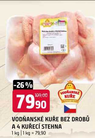 Vodňanské Kuře Kuře bez drobů a 4 kuřecí stehna 1kg