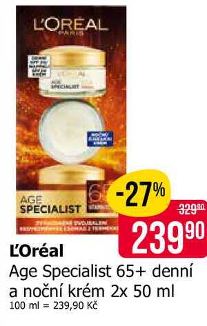 L'OREAL Age Specialist 65+ denní a noční krém 2x 50 ml 