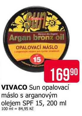 VIVACO Sun opalovací máslo s arganovým olejem SPF 15, 200 ml 