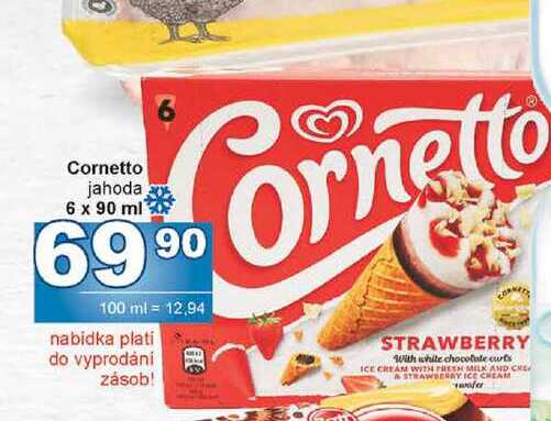 Cornetto jahoda 6 x 90 ml 