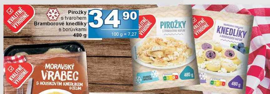 Pirožky s tvarohem Bramborové knedlíky s borůvkami 480 g 