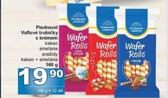 Piedmont Vaflové trubičky s krémem 160 g 