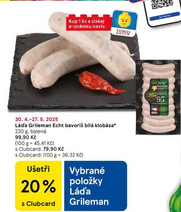 Láďa Grileman Echt bavoriš bílá klobása, 220 g