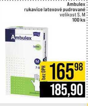 Ambulex rukavice latexové pudrované: velikost S. M 100 ks
