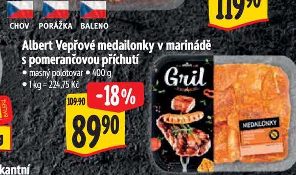  Albert Vepřové medailonky v marinádě s pomerančovou příchutí  400 g 