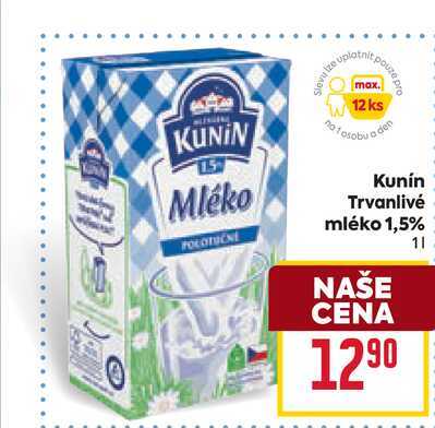 Kunín Trvanlivé mléko 1,5% 1l