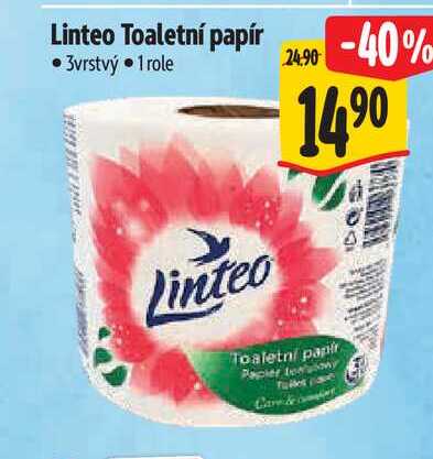 Linteo Toaletní papír  3vrstvý 1 role