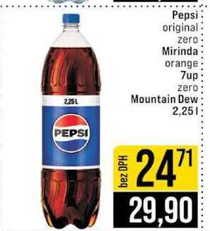 Pepsi original zero Mirinda orange 7up zero Mountain Dew 2,25l