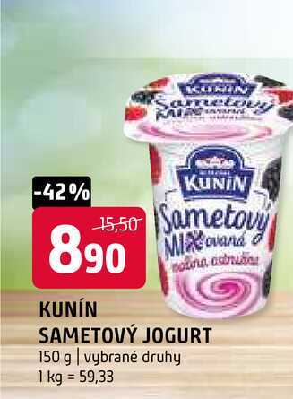 Kunín sametový jogurt 150g vybrané druhy