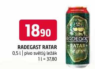 Radegast ratar 0,5l pivo světlý ležák 