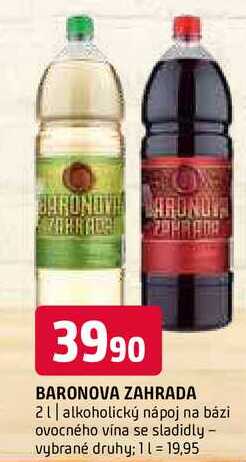 Baronova zahrada 2l alkoholický nápoj na bázi ovocného vína se sladidly vybrané druhy