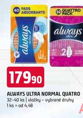 Always ultra normal quatro 32-40 ks vložky vybrané druhy 