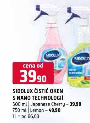 Sidolux čistič oken s nano technologlí 500 ml Japanese Cherry 750 ml Lemon 