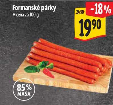 Formanské párky, cena za 100 g 