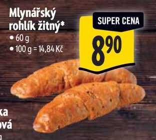 Mlynářský rohlík žitný, 60 g 