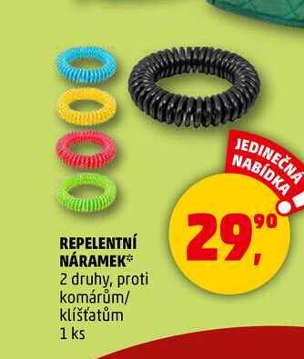 REPELENTNÍ NÁRAMEK 2 druhy, proti komárům/ klíšťatům, 1 ks 