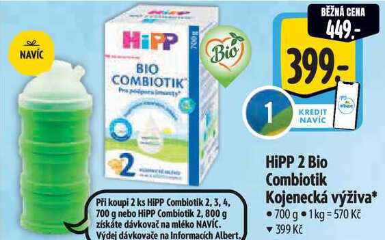 HiPP 2 Bio Combiotik Kojenecká výživa, 700 g 