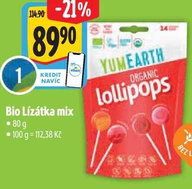 Bio Lízátka mix, 80 g 