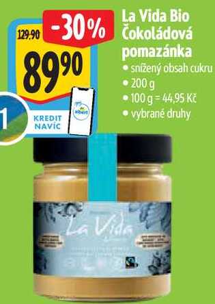 La Vida Bio Čokoládová pomazánka, 200 g