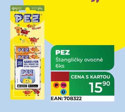 PEZ Štangličky ovocné 6ks 