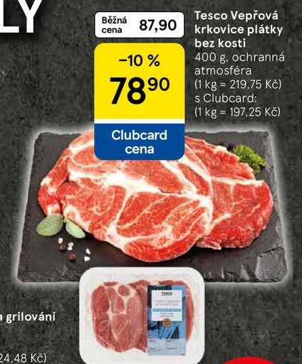 Tesco Vepřová krkovice plátky bez kosti, 400 g