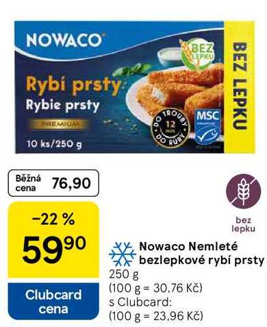 Nowaco Nemleté bezlepkové rybí prsty, 250 g