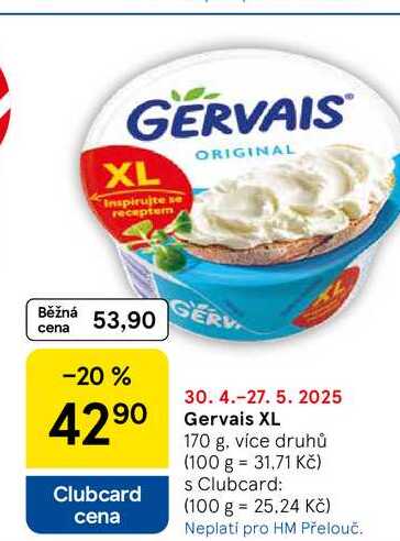 Gervais XL, 170 g, více druhů 