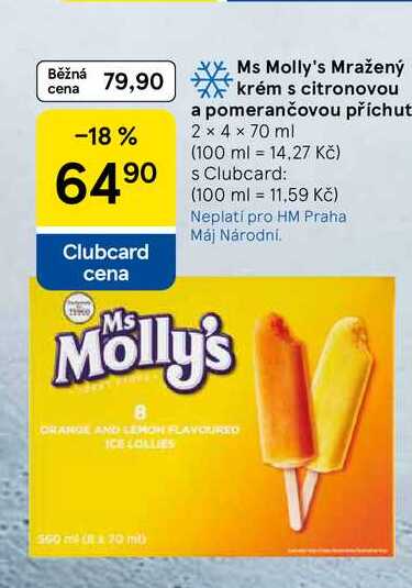 Ms Molly's Mražený krém s citronovou a pomerančovou příchutí, 2 × 4 × 70 ml  